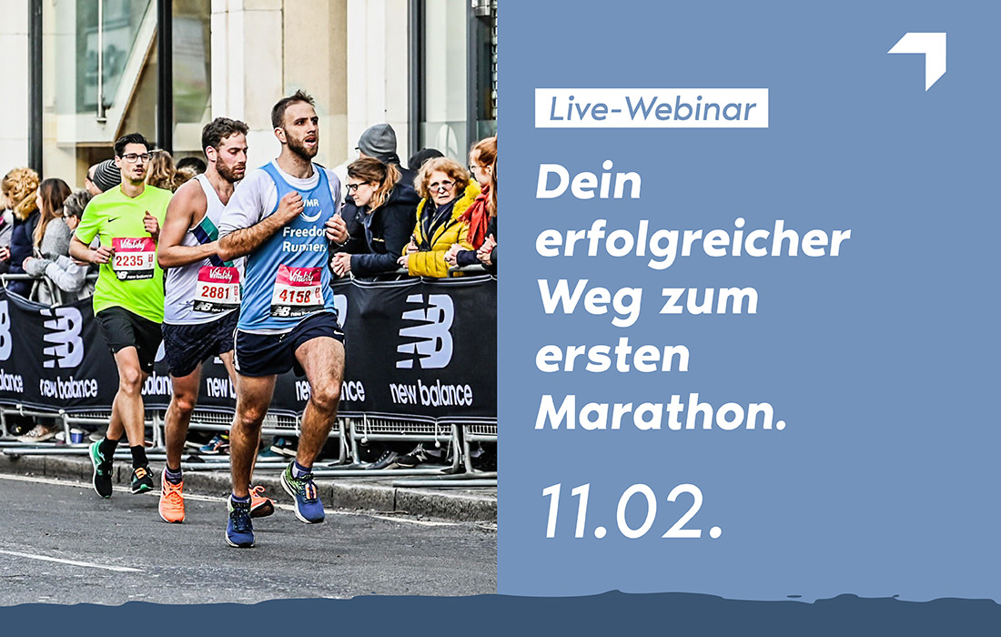 Titelbild zum Live-Webinar: "Dein erfolgreicher Weg zum ersten Marathon"